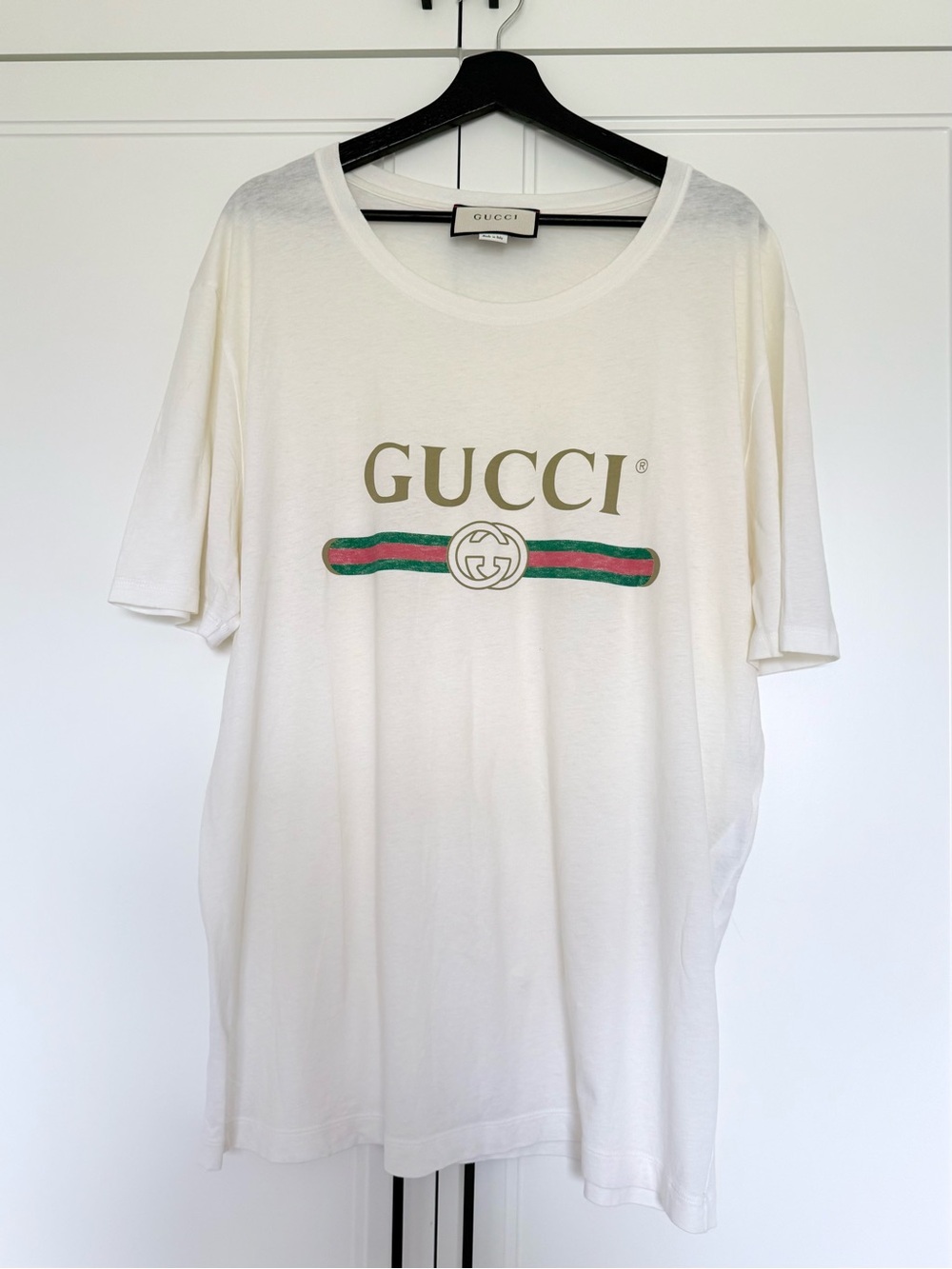 Authentic Gucci Logo Tee White XXL 100% Cotton Made in Italy
